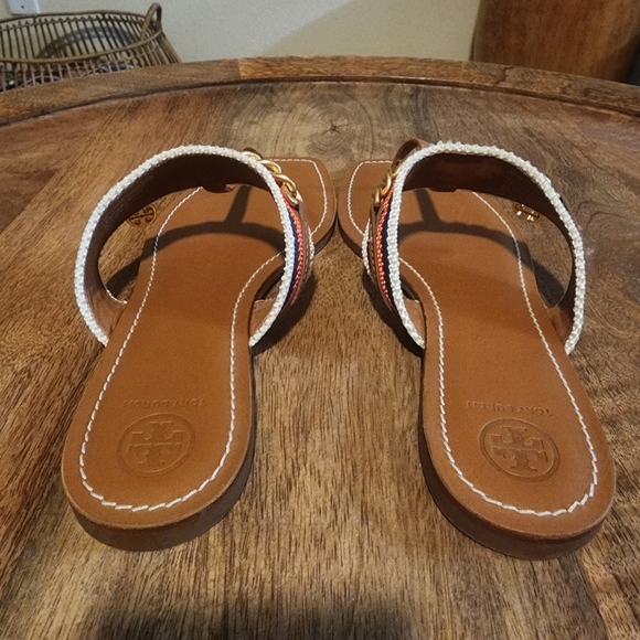 Tory Burch Striped Mini Benton Chain Band Thong Sandals Womens Sz 9 - Picture 8 of 12